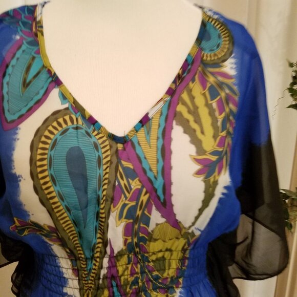 Bisou Bisou Blue with pattern sheer NWOT 14 - Picture 3 of 6